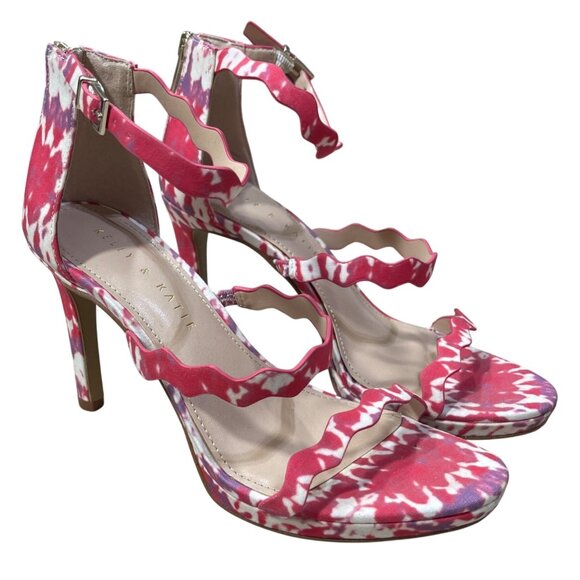 Kelly & Katie Litton Strappy Heel Sandals Pink Purple Size 7 Zip Platform - Picture 1 of 11